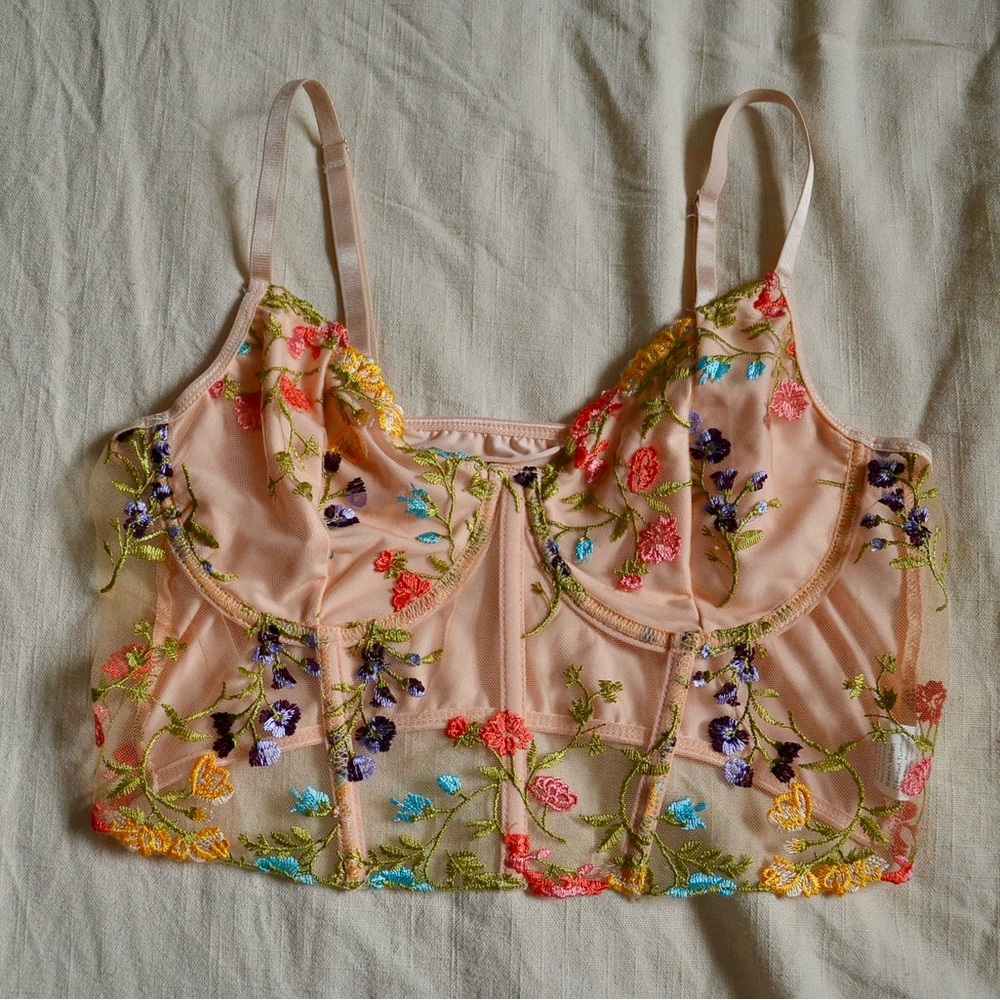 SHEIN floral corset crop top